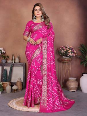Pink Color Saree Zari Weaving Dola Silk blend Saree 2
