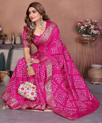 Pink Color Saree Zari Weaving Dola Silk blend Saree 3