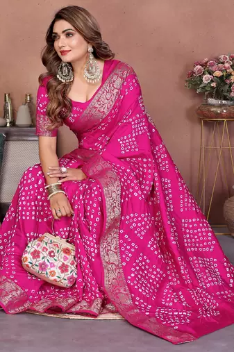 Pink Color Saree Zari Weaving Dola Silk blend Saree