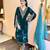 Women straight deep teal velvet embroidery kurta set