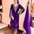 Women straight royal purple velvet embroidery kurta set