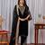 Women straight black velvet embroidery kurta set
