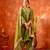 Women straight olive green velvet embroidery kurta set