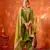 Women straight olive green velvet embroidery kurta set