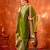Women straight olive green velvet embroidery kurta set