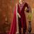 Women straight deep maroon velvet embroidery kurta set