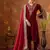 Women straight deep maroon velvet embroidery kurta set