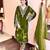 Women straight olive green velvet embroidery kurta set
