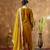 Women straight musturd gold velvet embroidery kurta set