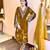 Women straight musturd gold velvet embroidery kurta set