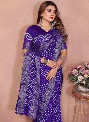 Purple Color Saree Zari Weaving Dola Silk Blend Saree 1