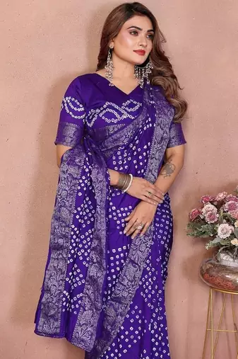 Purple Color Saree Zari Weaving Dola Silk Blend Saree