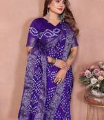 Purple Color Saree Zari Weaving Dola Silk Blend Saree