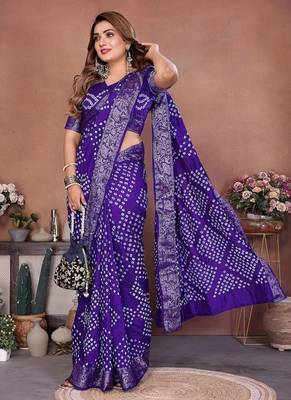 Purple Color Saree Zari Weaving Dola Silk Blend Saree 3