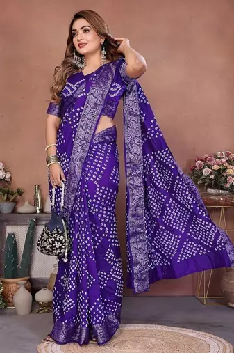 Purple Color Saree Zari Weaving Dola Silk Blend Saree
