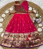 ranipink paithani pattu pavadai set for girls