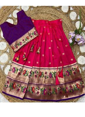 ranipink paithani pattu pavadai set for girls 2