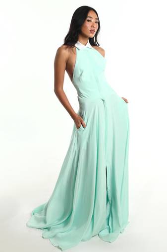 Teal blue crepe dress