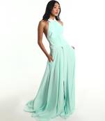 Teal blue crepe dress