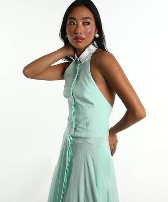 Teal blue crepe dress 3