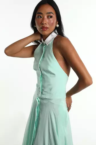 Teal blue crepe dress