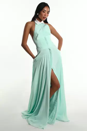 Teal blue crepe dress