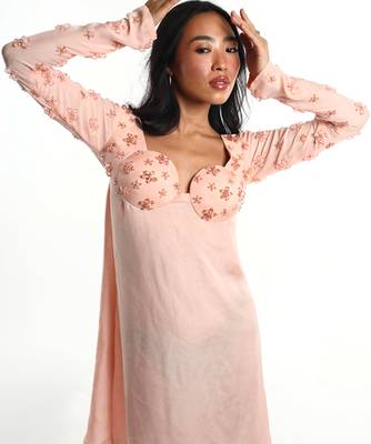 Baby pink chiffon dress 1