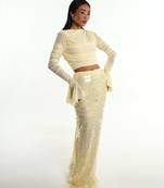 Cream lycra skirt set