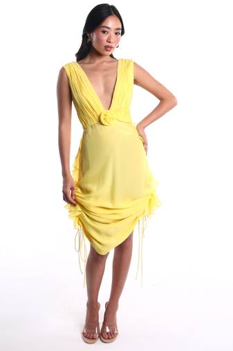 Yellow chiffon dress