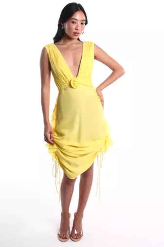 Yellow chiffon dress