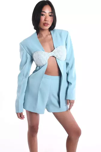 Sky-blue lycra co ord set