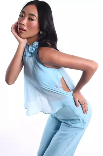 Sky blue chiffon dress