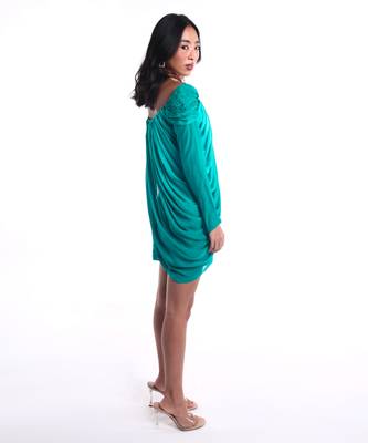 Aqua blue chiffon dress 4
