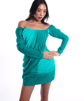 Aqua blue chiffon dress 1