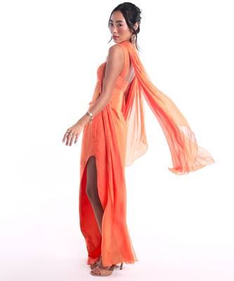 Orange chiffon dress 2