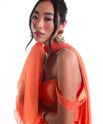 Orange chiffon dress 5
