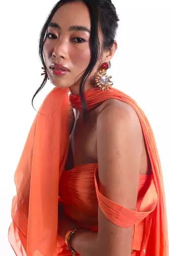 Orange chiffon dress