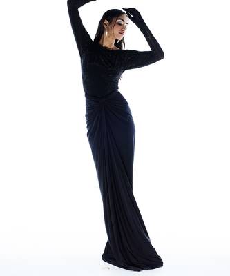 Black embroidered net dress 1