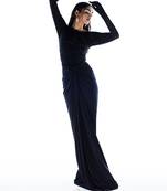 Black embroidered net dress