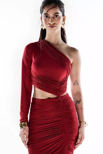 Red lycra dress