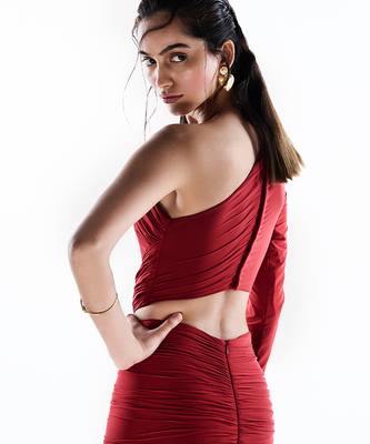 Red lycra dress 4