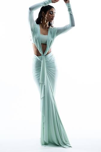 Aqua blue plain lycra dress