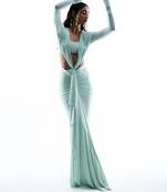 Aqua blue plain lycra dress