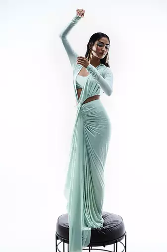 Aqua blue plain lycra dress