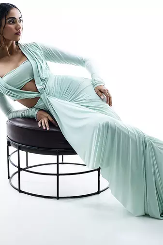 Aqua blue plain lycra dress