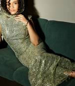 Light green embroidered lycra dress