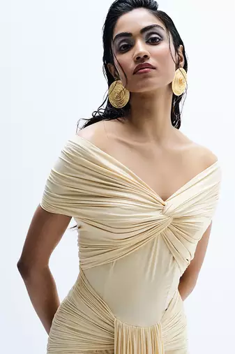 Beige lycra dress