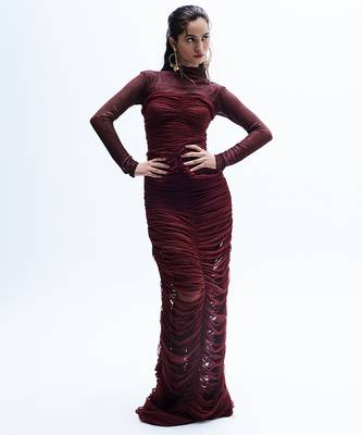 Maroon net dress 1