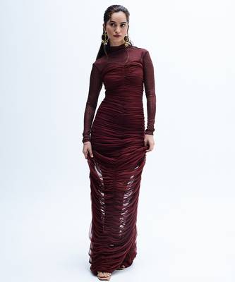 Maroon net dress 2