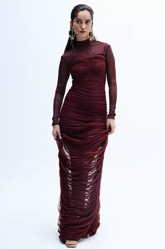 Maroon net dress